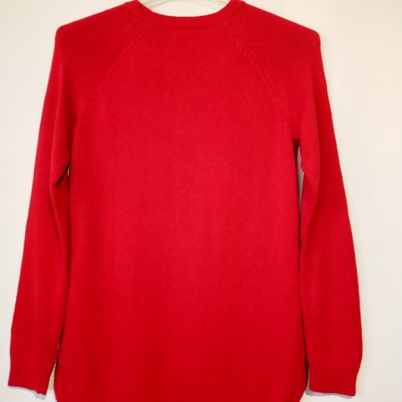 Sonoma Cable Knit Crewneck Sweater  women's SMALL  Cheeries RED  Scoop Hem  NWT - Picture 6 of 8